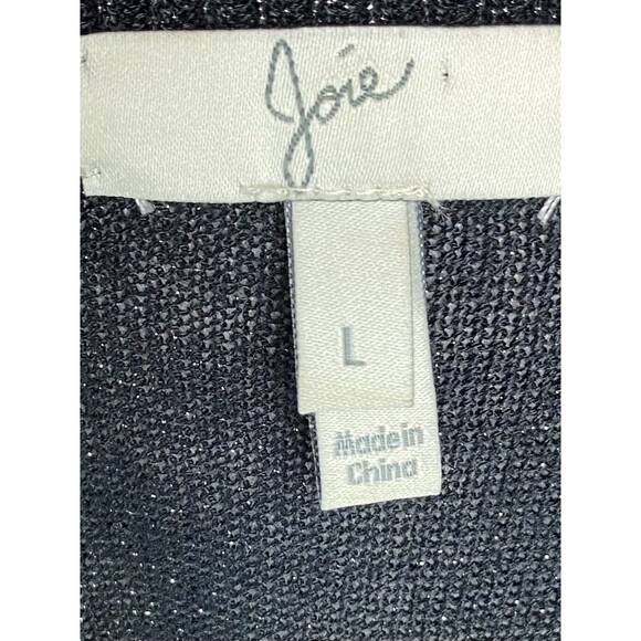 F. Joie Tunic Size L Black Long Sleeve Blouse Round Neck Top - Picture 6 of 7